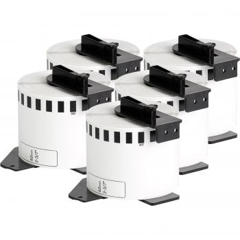 5x compatible Etiquetas continuas DK22205 blanco para Brother impresora de etiqueta QL1050 / QL1060 / QL500, QL550, QL560, QL570, QL580, QL650, QL700, QL710, QL720 / 62mm x 30.48m