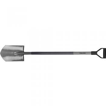 Fiskars Pala de jardinería para Suelos Duros y pedregosos, Puntiaguda, Acero de Boro, ergonómica, Plata, 125,5 x 14,5 x 5 cm