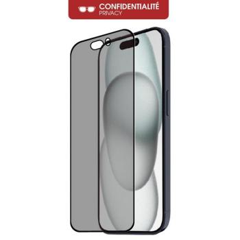 Cristal Templado Ultrarresistente Reciclado para iPhone 15 Confidencial Negro Transparente
