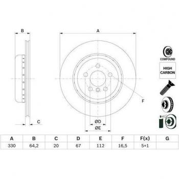 Disco de freno BOSCH 0 986 479 G15