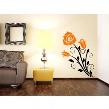 Frágiles rosas hermosas woooowltd, negro/naranja, Medium: 45cm x 80cm / 18 x 32