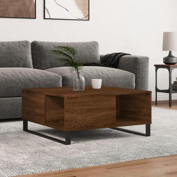 Mesa de centro de madera multicapa en roble marrón 80x80x36,5 cm
