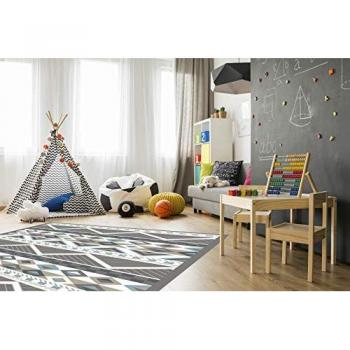 Alfombra Vinílica Azteca Azul 80 x 250 cm - Antideslizante, Antihongos e Ignífuga