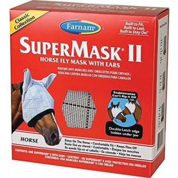Farnam SuperMask II Classic Horse Fly Mask with Ears - Green/Gray