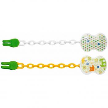 Chicco Clip Unisex con Cadena Neutra para Chupete, Color Verde