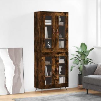Aparador alto de madera contrachapada en roble ahumado 69,5x34x180 cm