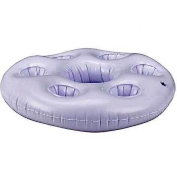 Bar flotante hinchable para piscina con soporte para 6 vasos y 1 botella/cubo - Ø60 cm - blanco