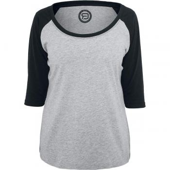 R.E.D. by EMP 3/4 Contrast Raglan tee Manga Larga Mujer Gris/Negro 4XL