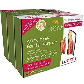 Suero Anti-Caída de Cabello Biocyte Kératine Forte - 15 Ampollas de 9 ml