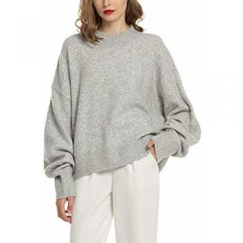 Woolen Bloom Sueter Mujer 2019 Jersey Elegante Jerseys Punto Gris Suelta y Cómoda Sudadera Chaqueta de Punto Mujer para Navidad