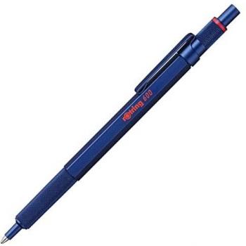 rOtring Bolígrafo 600, punta media, tinta negra, barril azul, recargable