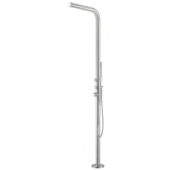 Ducha Exterior Sined Budoni en Acero Inoxidable Satinado 316L con Mezclador y Ducha de Mano, Alta Calidad