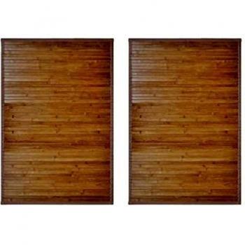 vidaXL 2X Alfombrillas de Baño Bambú Cuarto de Baño Decoración Elegantes Prácticas Modernas Duraderas Resistentes Antideslizantes Marrón 60x90cm