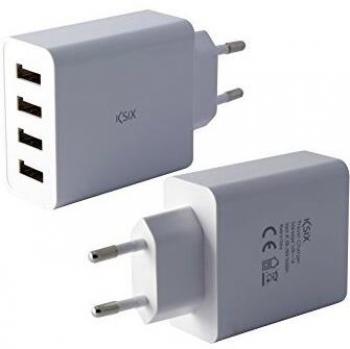 Ksix Cargador Red 4 USB 4.5a con Carga Inteligente Blanco