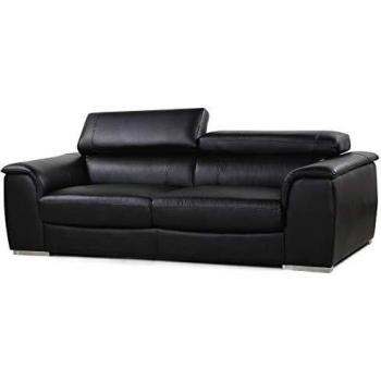 habitatetjardin Sofá cuero reconstituido/PVC Bari - 3 plazas - Negro
