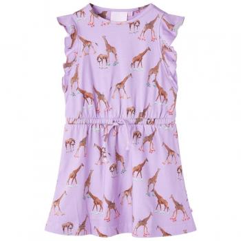 Vestido infantil mangas con volantes cordón lila 92
