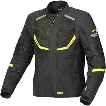 Macna Chaqueta de Moto Mujer Tondo Negro-Amarillo Fluo - Chaqueta textil impermeable para motocicletas, color negro y amarillo fluo, talla S, diseño unisex adulto