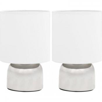 Pack de 2 Lámparas de Mesa Táctiles E14 Blanco/Plata