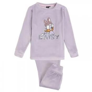 Pijama Largo de Punto Lila para Niña con Diseño de Daisy Sweet