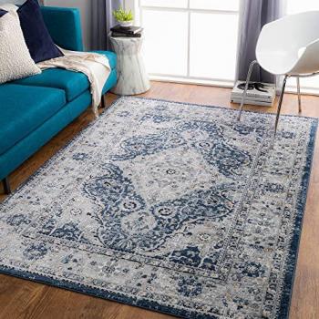 Surya Vienna Boho Vintage Oriental Area Rug, Rectangular, 10mm Pile Height, Blue and Gray, 200x275 cm