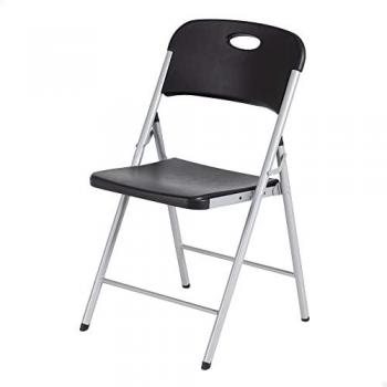 Silla plegable ultrarresistente negra Lifetime 50x48.5x84 cm para eventos y oficina, diseño robusto, apta para uso interior y exterior