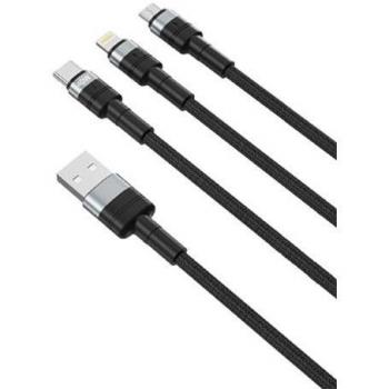 XO Cable NBQ191 Carga Rápida 40W 3 en 1 Micro USB/USB-C/Lightning a USB
