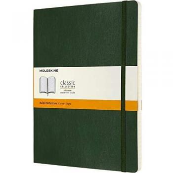 Moleskine Extra Large Ruled Notebook, Myrtle Green, Soft Cover (7.5 x 9.75)