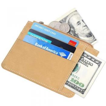 Bolsillo Slim Carteras RFID hombres bloqueo Zip titular de la tarjeta Secure Thin monedero