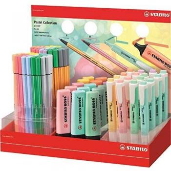 Stabilo Expositor Colección Pastel de 111 Rotuladores y Marcadores Fluorescentes