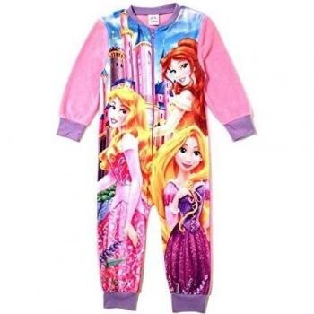 Niños niñas forro polar Character Onesie pijama PJ tamaño de la UK 1 - 8 años rosa Disney Princess - Castle 4-5 Años