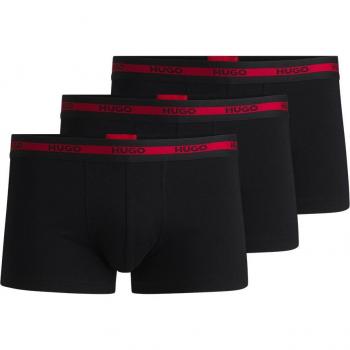Pack de 3 bóxers HUGO para hombre en algodón elástico negro con logos en la cintura