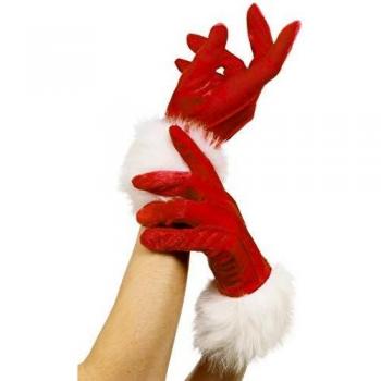Smiffy's-29253 Guantes de Papá Noels, color rojo, Tamaño único