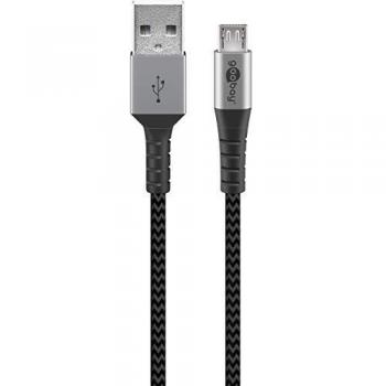 Cable Textil Micro USB a USB-A con Conectores Metálicos 1m