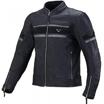 Macna Rendum Chaqueta de piel para motocicleta, color negro, talla 48