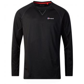 Berghaus Hombres Cuello Redondo Manga Larga Tech tee 2.0 de Manga Larga T-Shirt, Hombre, Tech tee 2.0 Long Sleeve Crew Neck, Negro/Negro, L