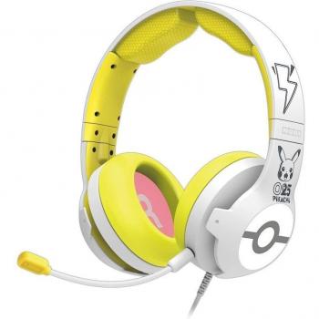 HORI Gaming Headset Pro Pikachu Pop Multiplataforma Auriculares Alámbricos con Micrófono Diadema Amarillo y Blanco Licencia Oficial Nintendo Switch