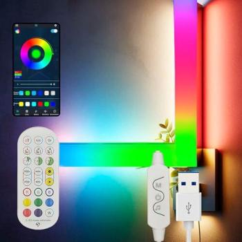 Lámpara LED RGBIC Digital con Mando a Distancia y App, Sincronización de Sonidos, 16 Millones de Colores, Modos y Efectos de Luz, Ambilight para Gaming y Decoración en Fiest