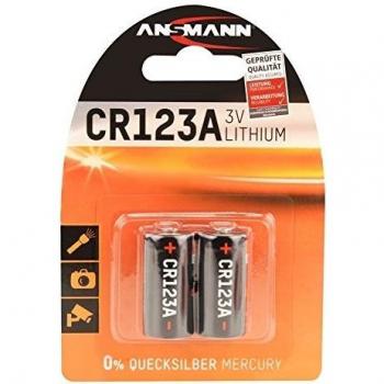 Batería de Litio CR123A Ansmann 3V 1500mAh - Paquete de 2 Piezas