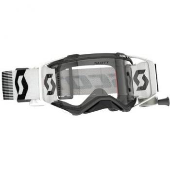 Gafas de motocross Scott Prospect Premium Negro-Blanco-Transparente con sistema Roll-Off, diseño ligero y ventilación optimizada