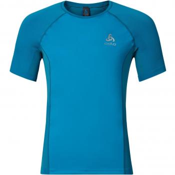 Odlo Short Sleeve Crew Neck Taranis Camiseta, Hombre, Blue Jewel/Platinum Grey, Large