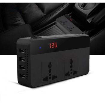 Adaptador convertidor de voltaje 200W 12V a 220V para automóvil con 4 puertos USB y encendedor de cigarrillos