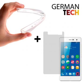 Funda Gel Flexible para ZTE Blade L7, Carcasa TPU transparente + Protector de pantalla Cristal vidrio templado Premium {Magic Pack German Tech®}.