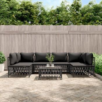 vidaXL 7-Piece Anthracite Steel Garden Lounge Set with Cushions