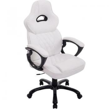 Silla de oficina gaming ajustable en altura - Acolchada - PVC blanco - Carga máxima 180 kg