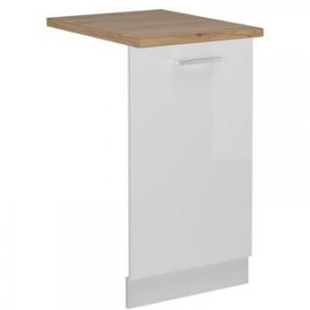 Tapa de Lavavajillas R-Line, Blanco Alto Brillo, 45 cm, Efecto Roble