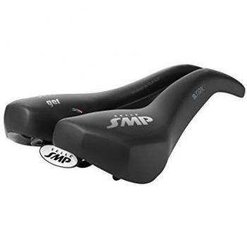 Sillín Selle SMP E-TRK Gel negro, ergonómico, con gel para mayor comodidad, diseño específico para ciclismo de montaña y trekking, railes de acero inoxidable, acolchado suave y resistente al agua