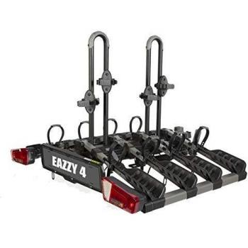 Portabicicletas de remolque Buzzrack Eazzy 4 para 4 bicicletas, plataforma plegable y negra