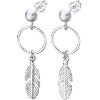 Pendientes Time Road WS02421 de Plata con Motivo de Pluma para Mujer