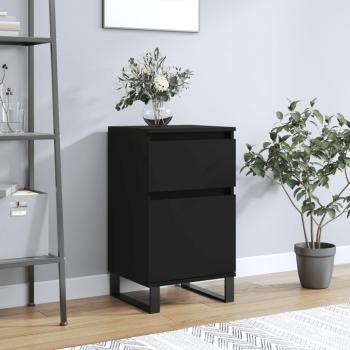 Aparador de madera de ingeniería 40x35x70 cm con armarios y cajón, mueble de almacenaje moderno para salón en color negro