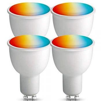 [4 Pack] BrizLabs Bombilla LED Inteligente WiFi, GU10 Bombilla 4.5W= 50W Equivalente RGBW Multicolor 16 Millones de Colores Lámpara WiFi Compatible con Alexa Google Home IFTTT Echo, No Se Requiere Hub